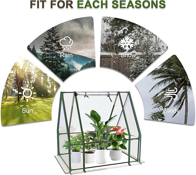 Outdoor Greenhouse with Screen Door,Outside Heavy Duty Walk in Green House for Garden Plants UV Protection Thermostatic Waterproof (Green, 35x35x36 Inch)