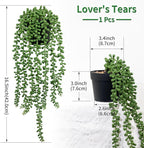 LOYWREE 2 Pack Lifelike Artificial String of Pearls Plant - Faux Hanging Succulent with Black Pot, Realistic Trailing Fake Plant for Indoor Outdoor Shelf Desk Window Sill Home Garden Office Decor