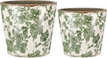 Beeveer 2 Pcs Farmhouse Ceramic Planters Gifts Set 5.1"x 5.5" Christmas Vintage Flowers Pots Green Ice Crackle Glazed Plants Pots with Drainage for Rustic Boho Indoor Outdoor Plants Home Office Decor