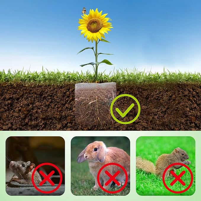 Foyego 6 Pack Root Guard Baskets for Plants, Underground Stainless Steel Wire Mesh Cages Gopher and Vole Wire Basket for Plants Root Protection（1Gallon/3Gallon/5Gallon）