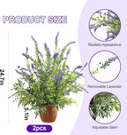 2 Pack Artificial Lavender Plants in Pots Artificial Potted Plants Fake Flower Plant Real Touch Silk Faux Plants Greenery for Indoor Porch Patio Greenery Farmhouse Garden Office Decor (Type 4)