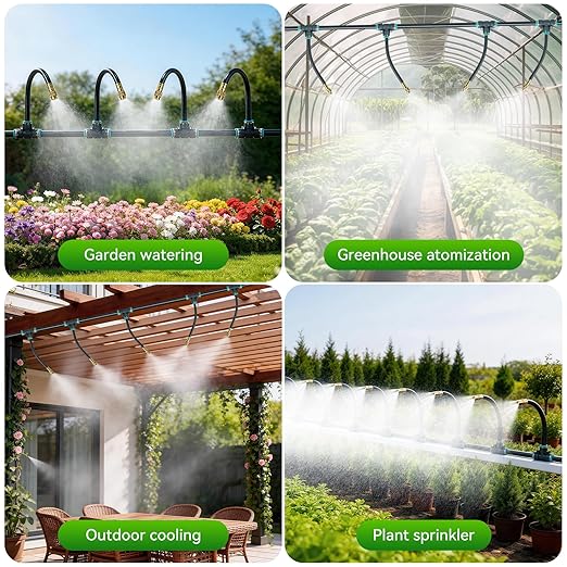 360° Adjustable Drip Irrigation System 100FT,5/16" Garden Watering Kit with 16 Copper Nozzles,82Pcs Drip Irrigation Kit，Automatic Misting Sprinkler System for,Raised Bed, Patio, Lawn & Yard Care