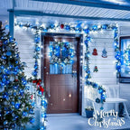 JMEXSUSS 400 LED Christmas Lights Indoor Outdoor, 132 ft 8 Modes Blue and White String Lights Plug in with Remore, Christmas Tree Lights for Bedroom Party Outside Patio Tree Holiday Xmas Decorations