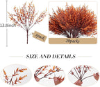 RECUTMS Faux Greenery Fake Lavender Fall Plants 20Pcs Fade Resistant Outdoor Flowers Faux Autumn Plants Fake Flowers Bulk Artificial Greenery for Porch Office Bathroom Fall Party Decorations (Brown)