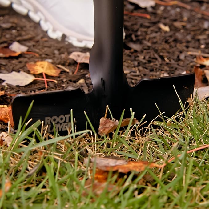 Root Slayer RS226 Serrated Garden Edger for Landscaping, Root Removal and Clean Lawn Borders, Steel Tool, Black