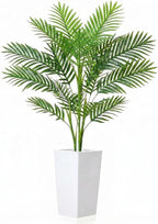 Garvee 4.2FT Artificial Palm Tree, Tall Faux Tropical Areca Plants with White Tall Planter, Fake Potted Tree with Lifelike Leaves for Indoor Living Room Bedroom Home Office Decor