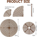 YGAOHF Soil Cover for Indoor Plants, 2 Pcs 20.8" and 3 Pcs 11.8" Plant Pot Grid Cover Protectors from Animals with Stakes, Plastic Cuttable Flower Cover for Cat Digging Stopper, Baby Safety, Brown