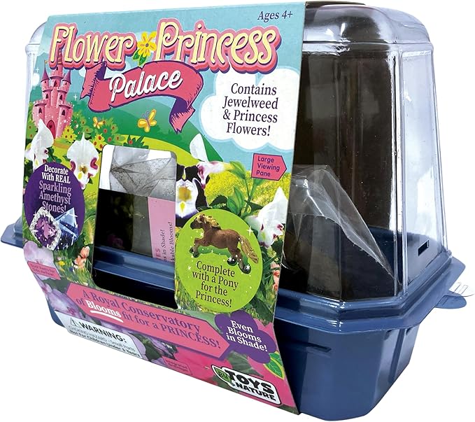 Grow Your Own Flower Princess Palace Terrarium Starter Kit - Blooming Jewelweed & Princess Flowers, Includes Pony, Royal Gems & Complete Supplies to Start Growing in a Week