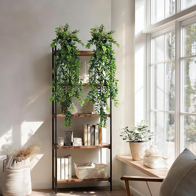2 Pcs Faux Eucalyptus Vine Ivy Vine Artificial Hanging Plant Faux Plant Fake Potted Greenery for Wall Living Room Home Shelf Office Bathroom Outdoor Indoor Decor (Type 4)