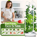 GX Hydroponic Tower | Vertical Planter Tower | Hydroponics Growing System Kit | Food Grade with 24 Net Pots (with LED Grow Lights)