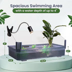 Large Turtle Tank Kit for Aquatic Turtles – Complete Starter Habitat with Filter, UVB Lamp, Basking Platform, Plants, Feeding Ring – Turtle Aquarium Kit (Black)