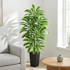 Artificial Dracaena Tree：5FT Faux Silk Tropical Yucca Floor Trees Realistic Fake Green Plant with Natural Wood Trunk & Lifelike Leaves for Home Office Decor Indoor & Outdoor (5FT,1-Pack,Black)