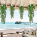 Waipfaru 4Pcs Artificial Hanging Plants, Fake Vines Fake Hanging Plants for Outdoors UV Resistant Ivy Artificial Plants Outdoor Faux Plants Indoor Bedroom Living Room Boho Wall Porch Shelf Decor