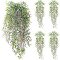 dallisten 4Pcs Fake Hanging Fern Plants for Outdoors, UV Resistant Artificial Ferns Greenery Vines Faux Trailing Plants for Indoor Wall Porch Wedding Boho Home Garden Decor(4PCS WhiteGreen Ferns)