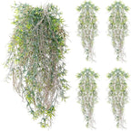 dallisten 4Pcs Fake Hanging Fern Plants for Outdoors, UV Resistant Artificial Ferns Greenery Vines Faux Trailing Plants for Indoor Wall Porch Wedding Boho Home Garden Decor(4PCS WhiteGreen Ferns)