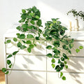 Artificial Hanging Plants with White Pots –2 Pack Fake Pothos Potted Plants Faux Ivy Vines 31.5‘’, Realistic Greenery Hanging Fakeplants Indoor for Home Decor, Bedroom, Bathroom, Office, Living Room