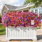 Alupssuc 24 Bundles Artificial Flowers for Outdoors Decoration, UV Resistant Silk Faux Floral Spring Fake Plastic Plants Greenery for Outside Indoor Garden Porch Window Box Home Decor(4 Colors)