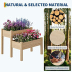 GarveeLife 34x34x29inches Two-Tier Wooden Raised Garden Bed with Legs, Large Elevated Outdoor Planter Box with 8 Drainage Holes, 352 Lbs Capacity for Vegetables, Herbs, Flowers, Backyard, Patio