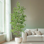 Bailikang Artificial Ficus Tree Indoor 7ft, Large Potted Faux Tree with Realistic Silk Leaves & Trunk for Home Office, Living Room Corner Decor