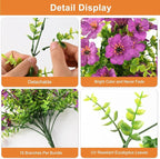 Artificial Hanging Flowers for Outdoors, 2 Pcs Fake Hanging Plants Spring Summer Decor, UV Resistant No Fade Faux Silk Daisy Flower for Planter Front Door Porch Patio Yard Garden(Purple)