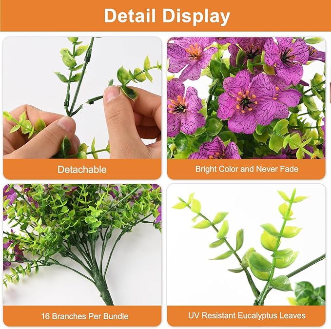 Artificial Hanging Flowers for Outdoors, 2 Pcs Fake Hanging Plants Spring Summer Decor, UV Resistant No Fade Faux Silk Daisy Flower for Planter Front Door Porch Patio Yard Garden(Purple)
