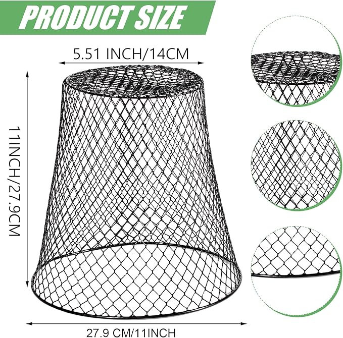 10 Pcs Garden Chicken Wire Plant Covers, 11x11Inch Metal Wire Garden Cloches Chicken Wire Cloche Plant Protector Heavy Duty Garden Plant Cloche for Keeping Bunnies Chicken Squirrels Birds Other Out