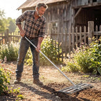 Goplus Lawn Leveling Rake, 30" x 10" Heavy Duty Level Lawn Tool w/ Ergonomic Handle for Soil, Effort-Saving Landscape Rake for Garden, Backyard, Golf Course, Farm, Pasture (Sliver)