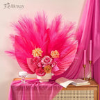 50 PCS Hot Pink Pampas Grass, 17in Pampas Grass Decor, Artificial Pompas Wall Decor for Vase Room Bedroom Kitchen Table Wedding Party Birthday Baby Showers（Hot Pink）