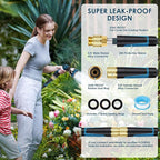 Non-Expandable Garden Hose 50 FT, Lightweight Hose with 10 Function Spray Nozzle, Kink-Free Flexible Water Hose, Durable, Leak-Proof, 360° Swivel Connectors, Portable Storage Strap