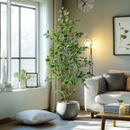 Bailikang Artificial Ficus Tree Indoor 5ft, Large Potted Faux Tree with Realistic Silk Leaves & Trunk for Home Office, Living Room Corner Decor