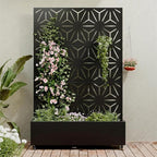 Casaphoria Metal Raised Garden Bed with Trellis and Wheels, 72"x47"x16" Planter Box for Climbing Plants, Vegetables & Vines, Features Drainage Holes and Privacy Screen (Black-Star)