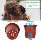 Augshy 110 Pcs 6" Plastic Plants Nursery Pot, Seed Starting Pots for Succulent Seedling Cutting Transplanting
