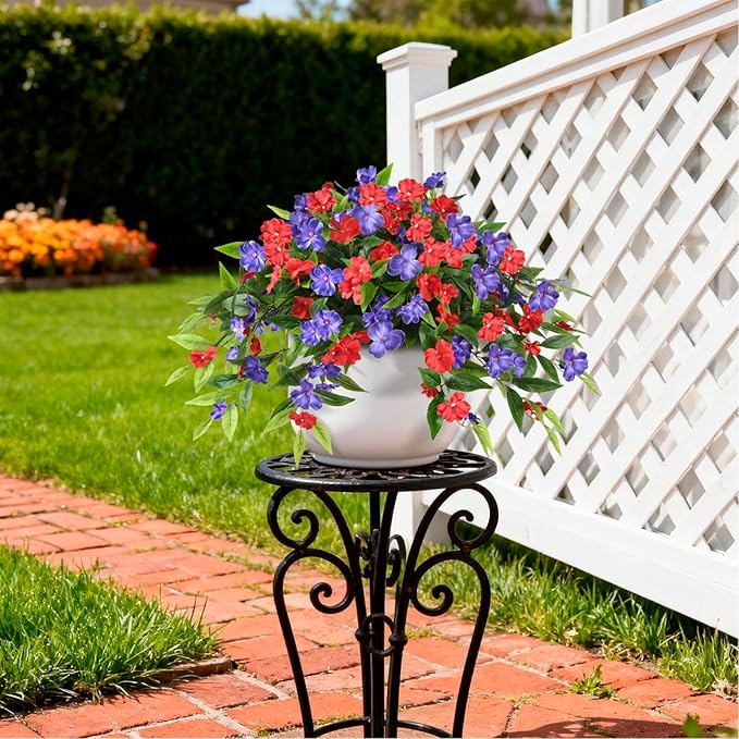 Hommyea Artificial Flowers for Outdoor, 2 Bundles UV Resistant Fake Plants Decoration Realistic Faux Silk Flowers No Fade Plastic Flowers for Outside Planters Home Porch Patio Yard Garden Decor