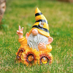 Joint Honglin Garden Sculptures & Statues Resin Summer Bee Gnome with Sunflower, Outdoor Funny Decoration Solar Light Figurine Gifts for Yard, Patio Decor for Mom