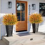 16 Pcs Artificial Plants Outdoor Fake Grass Faux Greenery Stems UV Resistant Plastic Plants Shrubs for Planters Patio Garden Front Porch Pathway Spring Summer Home Decor, Yellow