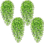 Waipfaru Artificial Hanging Four-leaf clover, 4pcs Fake Hanging Plants, Faux Ivy Pothos Vines Greenery for Wall Home Bedroom Living Room Aesthetic Kitchen Office Aesthetic Kitchen Indoor Outdoor Decor