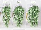 RECUTMS Artificial Hanging Plant - Faux Ivy Vine With White UV Resistant Leaves for Room, Office, Wall Decor (White)