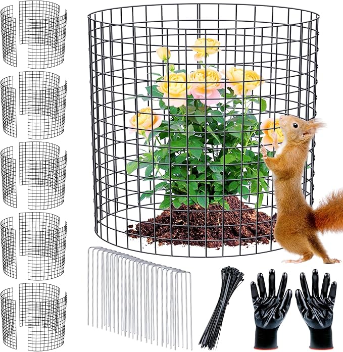 6 Pack Plant Protector from Animals, 14x13.5 Inch Wire Plant Protectors Metal Mesh Plant Cage to Keep Animals Out, Garden Plant Protection Covers for Rabbits Chicken Duck Bunny Barricades
