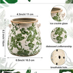 3 Pcs Ceramic Pots for Plants - 6.3 in Vintage Scroll Plant Pots with Drainage Hole Crackle Glaze Ceramic Planters for Home, Garden, Kitchen