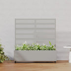 Casaphoria Metal Raised Garden Bed with Trellis and Wheels, 47"x47"x16" Planter Box for Climbing Plants, Vegetables & Vines, Features Drainage Holes and Privacy Screen, Grey-Harold