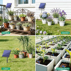 NFESOLAR 3W Solar Automatic Drip Irrigation Kit with LCD Timer, Customizable Watering Duration 1–30min & Interval 3h–7d, Anti-Siphoning Device for Potted Plants, Balcony, Garden, Patio, Vacation