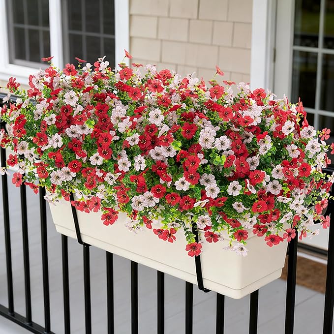 INXUGAO Artificial Fake Flowers Plants for Outdoor Spring Summer Decor, 12 Bundles Faux Silk Flowers for Outdoor Outside Planter Colorful Daisy UV Resistant Look Real for Front Door Porch Patio Yard