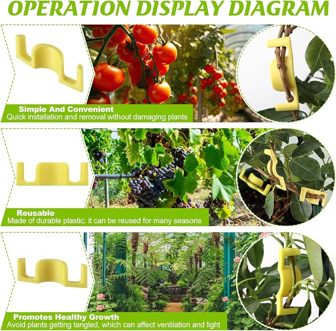 Feekoon 40 Pack Universal LST Plant Training Clips Reusable Low Stress Branch Benders for Enhanced Light Exposure & Airflow – Ideal for Indoor Gardening Cultivation to Bend or Interlock Stems (Yellow)