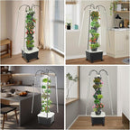 Hydroponic Growing System Herb Garden, 40 Pods Smart Indoor Gardening System w/Grow LED Light Full Spectrum & Water Circulation, Hydroponic Tower Plants Germination Kit for Herbs, Vegetables (Grey)