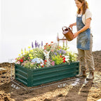 Outsunny Galvanized Raised Garden Bed, 4' x 2' x 1' Metal Planter Box, for Growing Vegetables, Flowers, Herbs, Succulents, Green