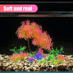 AQUANEAT Artificial Aquarium Plants, Fish Tank Pink Tree Decoration Set, Plastic Accessories, 11pcs