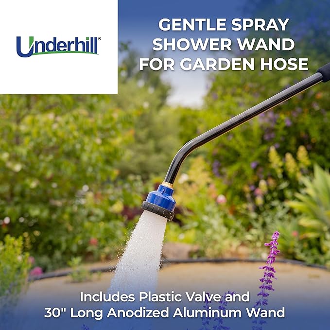 Underhill Proline Gentle Spray Shower Head Nozzle Wand, Garden Water Hose Sprayer for Watering Plants and Flowers, 30-Inch, Includes 3 Stainless Steel Outlet Plates (450, 750 and 1000 Holes)