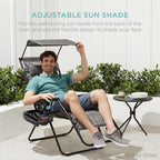 Best Choice Products 30” Wide Folding Zero Gravity Outdoor Recliner Patio Lounge Chair w/Adjustable Canopy Shade, Headrest, Side Accessory Tray - Carnation