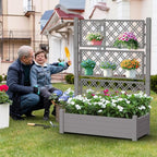 Durable Resin Raised Garden Bed with Drainage Holes & Reinforced Corners - Lightweight Flower Boxes Outdoor for Vegetables, Herbs, and Patio Garden Enclosure System (Grey, 43.43 * 18.27 * 59.29)
