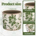 Potchen Indoor Ceramic Plant Pots with Drainage Hole 5 Inch Chinese Glaze Ice Crack Flower Pot Vintage Succulent Pots Porcelain Decorative Planter for Plants Herb Home Decor(Green,Leaves Style)
